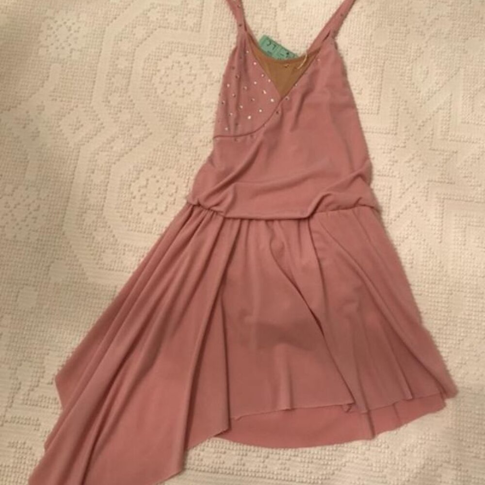 Large Child -   Lyrical, ballet nude dress with Swarovski crystals